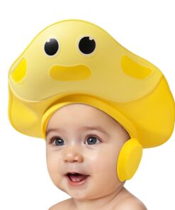 Duschhaube Badekappe mit Augen- und Ohrenschutz Badevisier | Spritzschutz Badezeit, weich verstellbar wasserdicht Shampoo-Schild Visier, Kinder Duschhaube