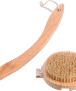 VALICLUD Holzbadebürste Mit Langem Griff Abnehmbar Weiche Borsten Natürliche Holz Duschbürste Für Rückenreinigung Und Massage Umweltfreundlich Badezubehör