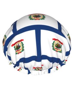 West Virginia State Flag Print Shower Essentials Bonnet For Women, Large Washable Elastic Band Bath Hair Wrap Shower Cap