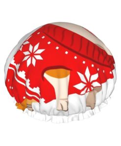 Cartoon Corgi Dog Printed Shower Cap Double Layers Waterproof Protection Hair Cap Reusable PEVA Elastic Bathing Shower Hat for Men Women Ladies Spa Salon