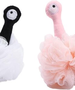 Badeschwämme, Dusch-Netzbälle, Schwamm, Körperwäsche, Badezimmer, Herren, Damen, 2 Stück, Schrubber, Reinigung, Badzubehör, Weiß + Rosa