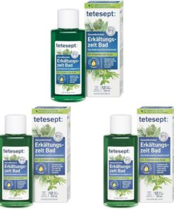 tetesept Erkältungszeit Bad – 1 x 125 ml – Gesundheitsbad für die kalte Jahreszeit mit 5 ätherischen Ölen – Wohltuender Badezusatz zur Entspannung von Körper und Geist (Packung mit 3)