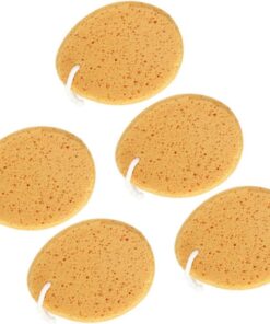 STOBAZA 5 Stück Ovaler Badeschwämme Mit Wabendesign Weiche Duschbälle Aus Hautfreundlichem Material Gelb Mit Aufhängeband Für Körperreinigung Und Zellpflege