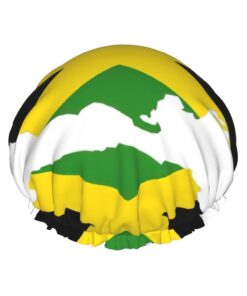 Jamaika-Flagge, Kartendruck, Duschhaube für Frauen, großes waschbares Gummiband, Badehaar, Duschhaube