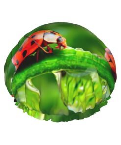 Lustiger Ladybug Print Duschhaube für Frauen, großes waschbares Gummiband, Badehaar, Duschhaube