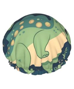 Niedliche Dinosaurier-bedruckte Duschhaube für Frauen, wasserdichte Badekappen, wiederverwendbar, doppellagig, Duschhut, Bade-Duschkappen für Männer, Damen, Spa, Salon