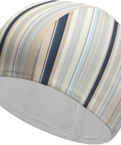 Badekappe mit Streifenmuster, hohe Elastizität, passend für langes Haar, kurzes Haar, bequem, große Duschhaube für Zugreduzierung und Haarschutz