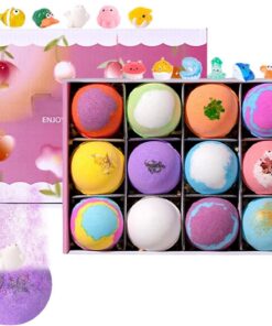 12-Piece Bubble Bath Balls, Relaxing Body Cleanser with Toy Surprise, Sturdy Bath Fizzies with Gentle Formula, Baths Accessory for Kids and Adults, Fun Spa and Home Relaxation Product