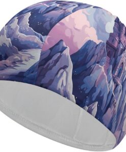 Badekappe mit Wolken über dem Schloss, hohe Elastizität, passend für langes Haar, kurzes Haar, bequeme, große Duschhaube für Zugreduzierung und Haarschutz