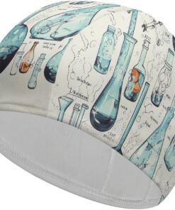 Badekappe mit Chemie-Druck, hohe Elastizität, passend für langes Haar, kurzes Haar, bequem, große Duschhaube zur Reduzierung des Widerstands und Haarschutz