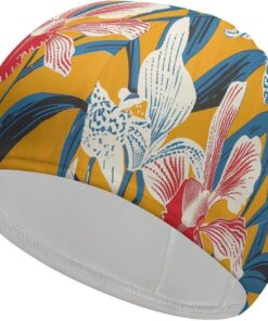 Senfgelbe Badekappe mit hoher Elastizität, passend für langes Haar, kurzes Haar, bequem, große Duschhaube zur Reduzierung des Widerstands und Haarschutz