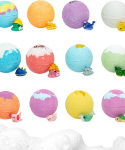 Badeball mit Überraschungsspielzeug im Inneren - 12 Stück Natürliche Sichere Farbige Badekugeln mit Überraschungsspielzeug | Wasserspielset für Kinder - Badewanne Familienzeit Garten Pool Zuhause