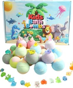 Badebomben für Kinder 24 Stück Erfrischende Körperreinigung | Badesalz mit Spielfigur für Kinder Mädchen Zuhause Reise Hotel
