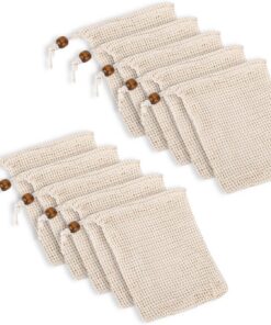 Seifenbeutelschoner, natürlicher Sisal, Seifenschoner für Seife, mit Kordelzug, Netznetz, plastikfrei, schäumendes Netz, Peeling, Reise-Seifenbeutel für Seifen, Badesack für Dusche, 10 Stück