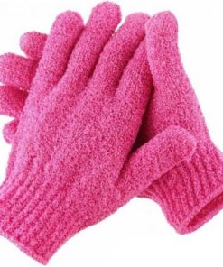 Zonster 1pair Bath Peeling Peeling Mitt Dusche Peeling Handschuhe Widerstandskörpermassage Schwamm Haut Waschen Feuchtigkeitsspendende Spa Schaum, Rose Red.