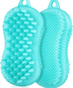 2 Stück Silikon Körperbürste Doppelseitig Peeling Badbürste Für Damen Und Herren Sanftes Massage Und Reinigungsgerät Ergonomisch Mit Aufhängeloch Grün
