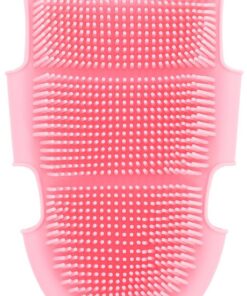 STOBAZA Duschbürste aus Silikon Massagebürste für Körper und Rücken Ergonomischer Badehandschuh für Erwachsene und Kinder Fördert Durchblutung und Stoffwechsel Spa Badezubehör in Pink