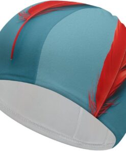 Badekappe mit roten Federn, hohe Elastizität, passend für langes Haar, kurzes Haar, bequeme, große Duschhaube zur Reduzierung des Widerstands und Haarschutz