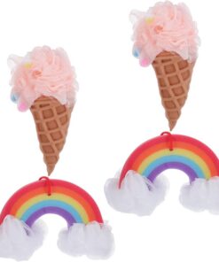 VALICLUD 4stücke Badeschwamm im Eiscreme-design Cartoon-duschschwamm aus Netzgewebe für Körperpeeling Rückenschrubber Schnelltrocknend für Badepuff