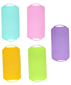 VALICLUD Duschreiniger Rückenschrubber mit Kordelzug Doppelseitige Peeling Schwamm Rückscheibe Polyester/Nylon 5 Stück