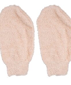 VALICLUD Badehandschuhe Maschinenwaschbar 2 Stück Beige aus Schwamm Peelinghandschuhe mit Massagefunktion für Rücken und Indoor Badezimmerzubehör