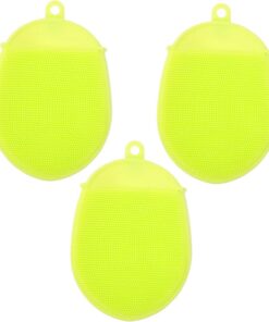Healvian 3stücke Silikon Badebürste mit Massagefunktion Reinigungsschwämme für Dusche Duschhandschuhe für Körperbürsten Badeaccessoires für Hauttypen