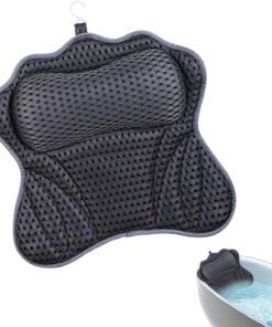 Wannenkissen – 35,6 cm ergonomisches Stützschaumpolster für Kopfkomfort, Rückenentlastung mit Schnelltrocknungsfunktion, Luxus-Badewanne für Zuhause, Hotel, Wohnung, weißer Netzbezug