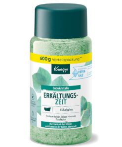 Kneipp Badekristalle Erkältungszeit - Badesalz Vorratspackung - mit naturreinem Tiefensalz der Saline Luisenhall & natürlichen ätherischen Ölen aus Eukalyptus & Minze - aromakologische Wirkung - 600g