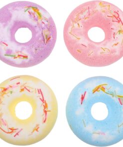 STOBAZA Badesalzkugeln 4 Stück Salzbadbälle mit Schaumförderndem Effekt für Reise und Hotel Spa Doughnut Form