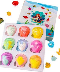 Badebälle Für Kinder Mit 9 Düften und Spielzeug innen für Spa-Badespaß | 9-Teiliges Buntes Salzbadekugel-Set Für Kinder Zuhause Apartment Hotel Badewanne und
