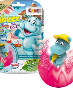 INKEE FUN BEACH | Badekugel Kinder mit Überraschung, Badebombe Kinder mit Hippo Stempel, Mit Mangobutter & Wassermelone-Duft | Pflegender Badezusatz mit Mangobutter & Wassermelone-Duft, dermatologisch sehr gut, ideal als Geschenk oder Mitgebsel