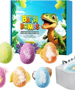 Kinder Badebälle mit Überraschungsspielzeug 6 Stück Dinosaurier-Thema | Brausende Salzkugeln für Mädchen Geburtstag Ferien Spieltermin Sommerreise Bad WC Hotel