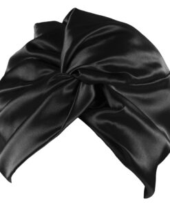 OUNONA Schwarze Duschhaube aus Imitierter Seide Bequeme Schlafmütze für Frauen mit Haarschutz Elegante Motorhaubenkappe für Baden und Duschen Passend