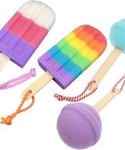 OUNONA Bunte Geformte Badeschwämme zum Sanften Körperpeeling und Duschen 4 Stück-pack aus Schwamm Leicht und Schaumreich Zufällige Farbe für Erwachsene und Senioren