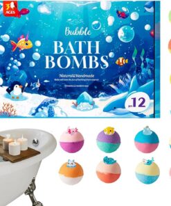 Kinder Badebälle mit Spielzeug im Inneren 12 Stück Badezubehör | Brause-Badekugeln Set für Geburtstag, Ferien, Sommer, Reisen, Zuhause, Kinderbetreuung, Bad, WC, Gästetoilette, Hotel