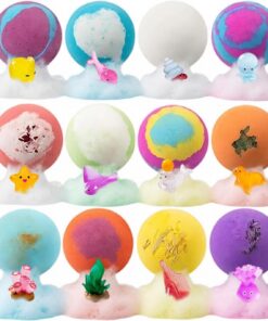Sprudelbad-Kugel mit Spielzeug 12 Stück bunte sprudelnde Strumpffüller | Sprudelkugel-Set Badespielzeug für Kinder Mädchen Badewanne Kindertag Geburtstag