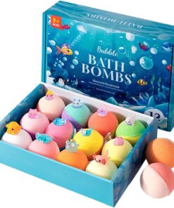 12 Pcs Bath Bombs Gift for Kids 3+, Splashy Rainbow Hatching Bubbly Buddies, Natural Bubble Treasure with Surprise Inside, Bubbly Toys, Easter Basket Stuffer for Fun Kids Bath Time Surprises