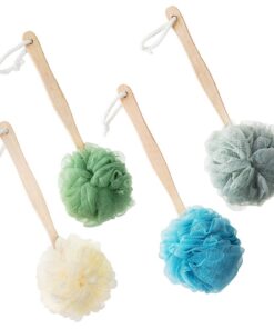 Luffa-Schwamm, groß, mit langem Griff, Dusch-Luffa, für Damen und Herren, 4 Farben