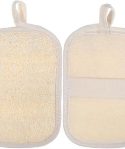 VALICLUD Natürliche Luffa Pads mit Rutschfestem Gummiband – 4 Stück Körperpeeling Schwämme aus Naturfasern für Gesicht Rücken Gelenke Ergonomische Duschpads für Sanfte Reinigung und