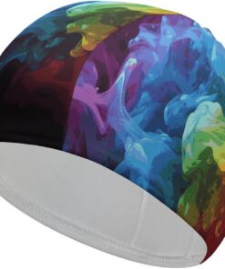 Badekappe in Regenbogenfarben, hohe Elastizität, passend für langes Haar, kurzes Haar, bequeme, große Duschhaube zur Reduzierung des Widerstands und Haarschutz