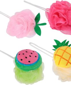 VALICLUD 4 Stück Cartoon Obst Duschkugeln Großes Netz Badezubehör Bpa-frei Fruchtform Für Babys Und Kinder