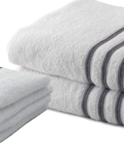 Collection Waschlappe, Frottee, 550 g, 100% hochwertige Baumwolle, Baumwolle, weiß/grau, 2 Serviettes + 2 Draps de Bain