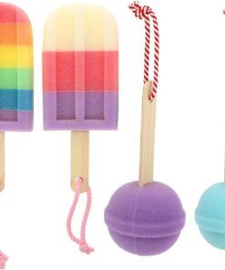 STOBAZA Geformte Badeschwämme und Verschleißfestigkeit mit Reichem Schaum aus Schwamm 4 Stück-pack zum Reinigen und Peelen Zufällige Farbe für Kinder und Erwachsene im Badezimmer