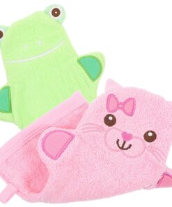 VALICLUD Peeling Badehandschuhe Komfortable Reinigung aus Baumwolle 2 Stück-pack with Niedlichem Cartoon Design für Kinder und Neugeborene für Körper und Beine