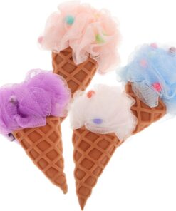 4 Stück Teiliges Eiscreme Duschschwämme für Weiche Tragbare Badeschwämme aus Premium schwammmaterial Sanfter Körperschrubber für Schonende Reinigung und Angenehmes Duscherlebnis