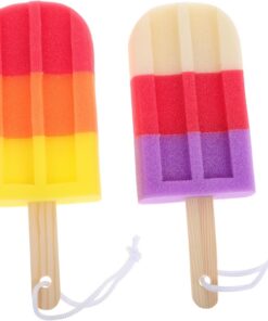 OUNONA 2 Stück Bunter Eiscreme Badeschwamm für Sanfte Reinigung und Peeling Schwämme aus Schwamm und Holz Kompakt und Spielerisch für Dusche und Heimgebrauch