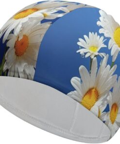 Schöne Badekappe mit Gänseblümchen, hohe Elastizität, passend für langes Haar, kurzes Haar, bequeme, große Duschhaube zur Reduzierung des Widerstands und Haarschutz