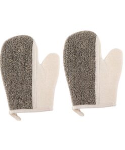 VALICLUD 2stücke Badehandschuhe Peeling-handschuhe Kreative Duschhandschuhe Körperpeeling-handschuhe Schrubbhandschuhe Schwarzes Leinen Badehandschuh-handschuh Duschhandschuhe