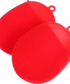 Babymassagebürste aus Silikon, 2 Stück, Rot, für Körperreinigung | Massage Peeling für Haarwäsche, Bademassagebürste im Einzigartigen Design, Geeignet für Reise und Sporttasche