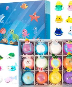 Badebomben Mit Spielzeug Im Inneren, Handgefertigte Sprudelbadebomben, Biologische Und Natürliche Inhaltsstoffe For Badezimmer Und Toilette(Marine)